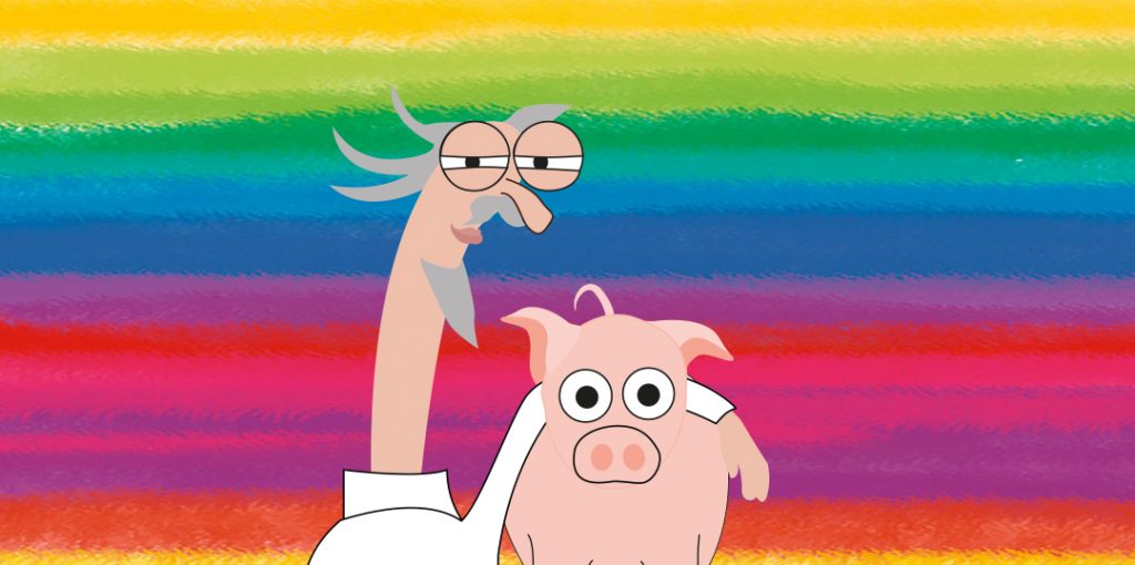 Opa mit Schwein